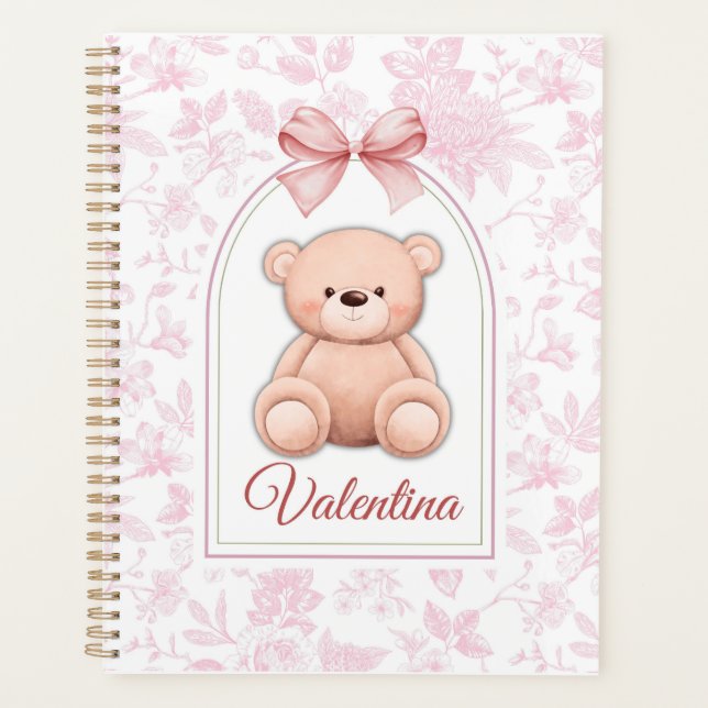 Agenda Valentina | Design de Enfermeiro de Urso Rosa Pers (Frente)
