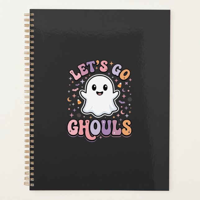 Agenda Vamos Lá Espíritos Halloween Fantasma Fofo Design  (Frente)
