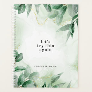 Agenda Vamos Tente Novamente Greenery Marble Monograma