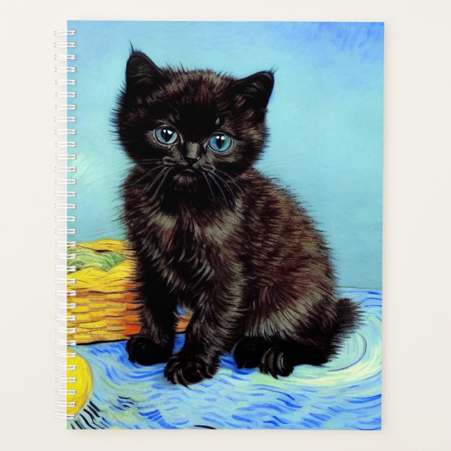 Agenda Van Gogh Black Kitten com Yarn (Frente)