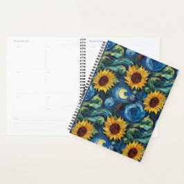 Agenda Van Gogh girassol e noite estrelada