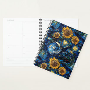 Agenda Van Gogh girassol e noite estrelada