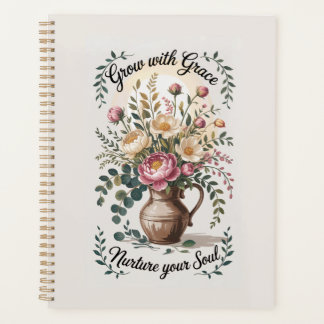 Agenda Vase Com Florais Cresce Com A Citação Da Graça