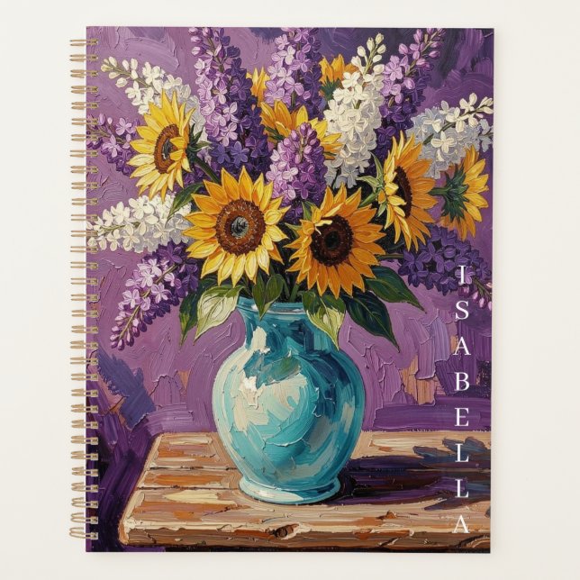 Agenda Vaso com Lírios e Flores de Íris Personalizado (Frente)