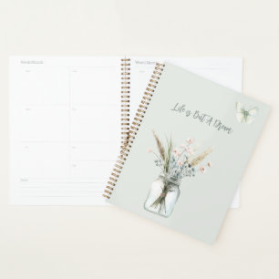 Agenda Vaso de Flores Azuis Blush Borboleta