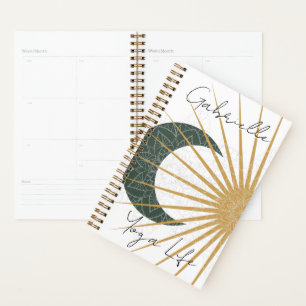 Agenda Verde Celestial Amarelo Dourado Sol Lua Mandala Yo