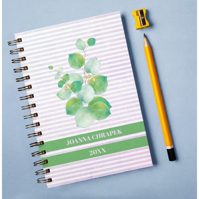 Agenda Verde com Planner Espiral Stripes (Criador carregado)