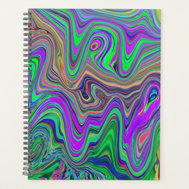 Agenda Verde limão de disquete e ondas de cor púrpura (Frente)