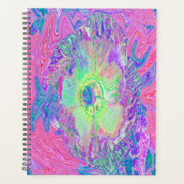 Agenda Verde limão Psychedelic Trippy e Hibiscus roxo