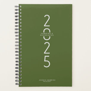 Agenda Verde Verde Verde Escuro Vertical Ano Moderno Sema