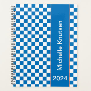 Agenda Verificado a azul e branco personalizado em 2024