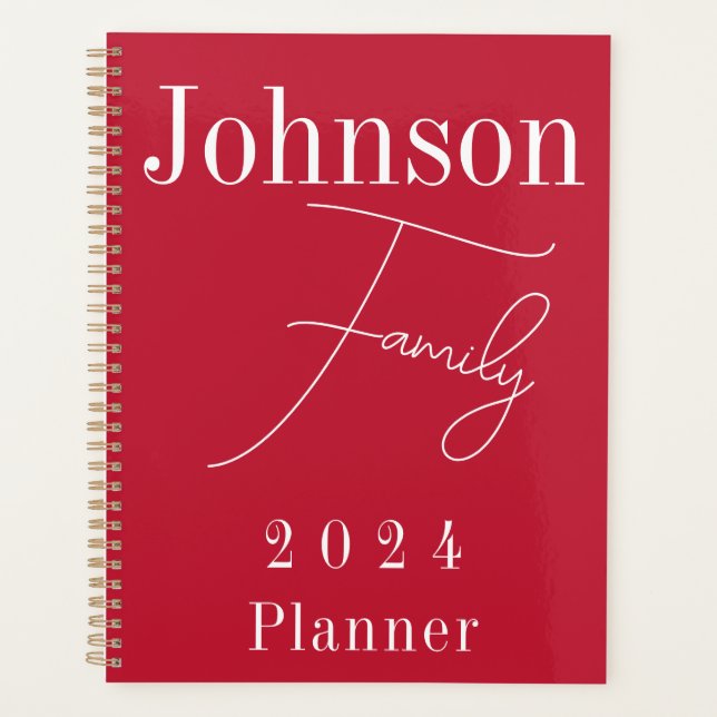 Agenda Vermelho Familiar Moderno 2024 (Frente)