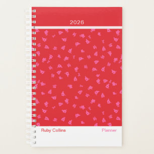 Agenda Vermelho Floral Moderno Alegre