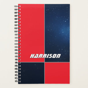 Agenda Vermelho Ousado Azul Escuro Espaço Personalizado