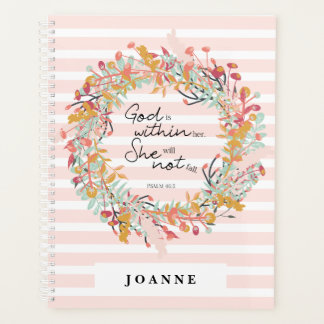 Agenda Verso da Bíblia da coroa Floral Salmos Cor-de-rosa