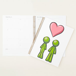 Agenda Vertical Stick Figura Casal Coração Rosa