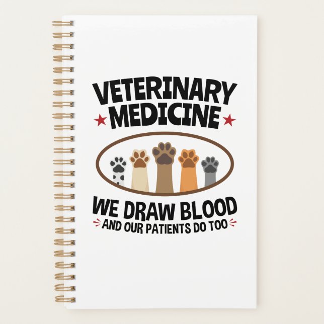 Agenda Vet Tech Veterinarian Funny Desenhar Sangue Cote (Frente)