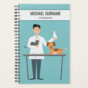 Agenda Veterinário Com Animais E Texto Personalizado