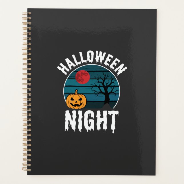 Agenda Vetor de árvore de abóbora da noite de Halloween (Frente)