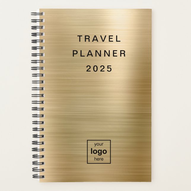 Agenda Viagem Dourado monograma personalizado (Frente)