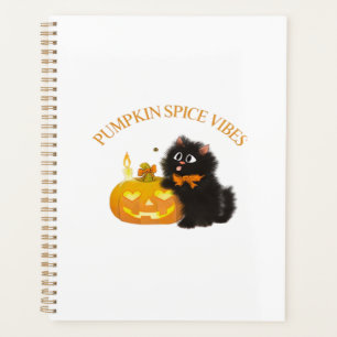 Agenda Vibrações de Tempero de Abóbora, Halloween, gato p