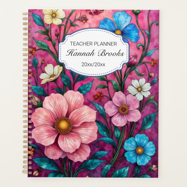 Agenda Vibrant Floral Teacher Yearly  (Frente)