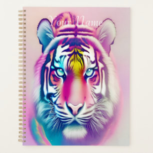 Agenda Vibrante Tigre Colorido Face Selvagem Moderna Negr