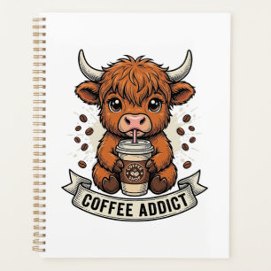 Agenda Viciado em Café Vaca das Terras Altas Fofo Gravura
