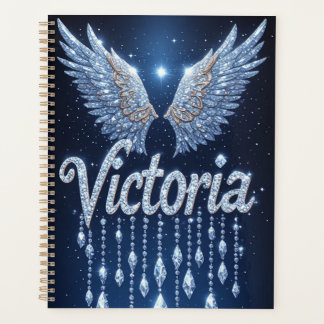Agenda Victoria Name Art with Sparkling Diamond Wings