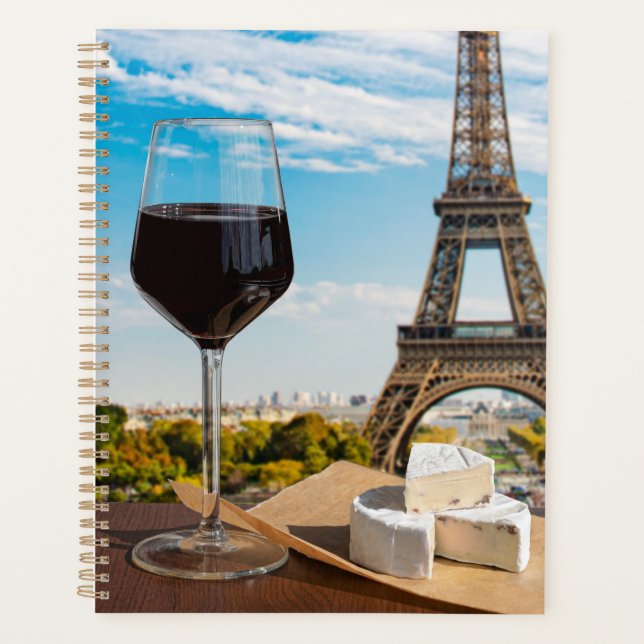 Agenda Vidro de vinho com queijo ceroso na torre Eiffel (Frente)