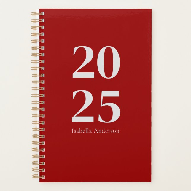 Agenda Vinho Tinto Quic Moderno Personalizado Mensalmente (Frente)
