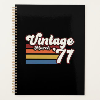 Agenda Vintage 1971 50th Birthday March