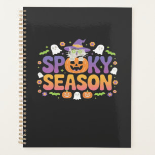 Agenda Vintage Anos 90 Gato Abóbora Halloween Floral Retr