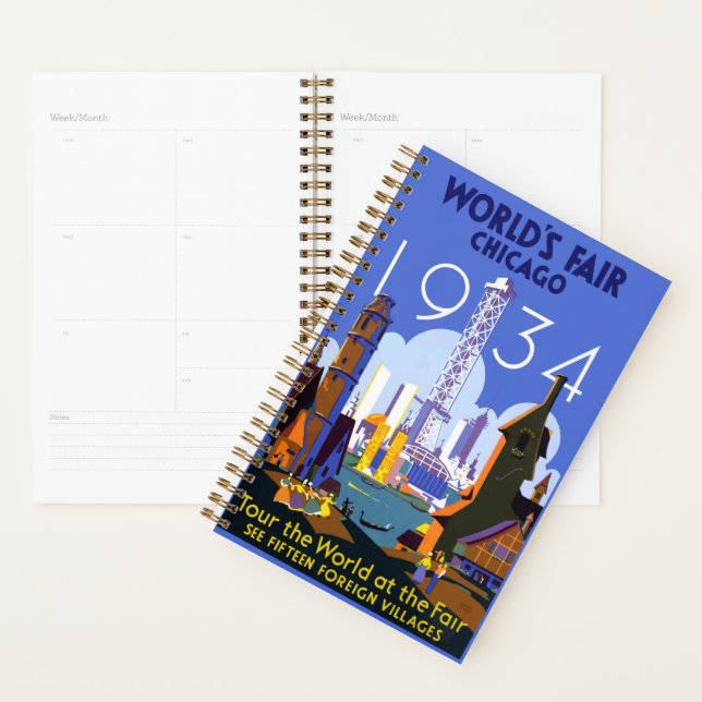 Agenda Vintage Art Deco Chicago 1934 Fair Poster (Exibição)