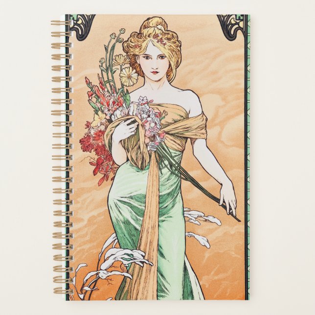 Agenda Vintage Art Nouveau Primavera por Mucha (Frente)