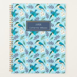 Agenda Vintage Blue Kingfisher Birds Floral