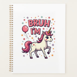Agenda Vintage Bruh Eu Tenho 8 Aniversário de Unicórnio F