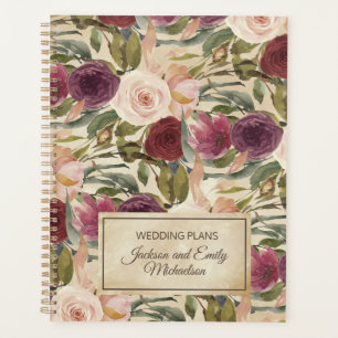 Agenda Vintage Burgundy Blush Floral Rosa Elegante