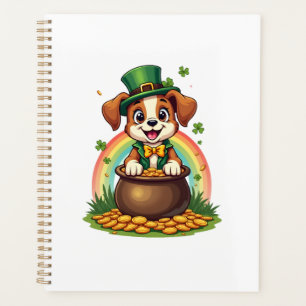 Agenda Vintage Cachorro Lucky Leprechaun Arco-íris Pote d