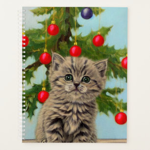 Agenda Vintage Cat e Árvore de Natal