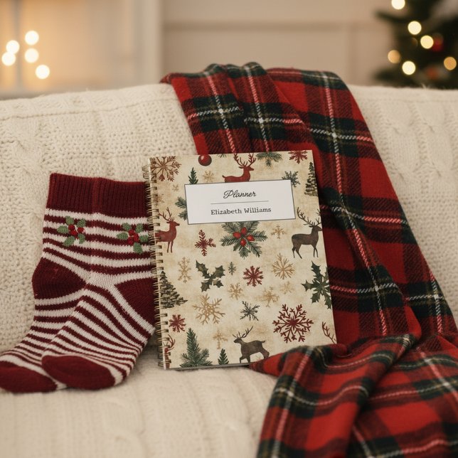 Agenda Vintage Christmas Pattern Retro Holiday Journal (Criador carregado)