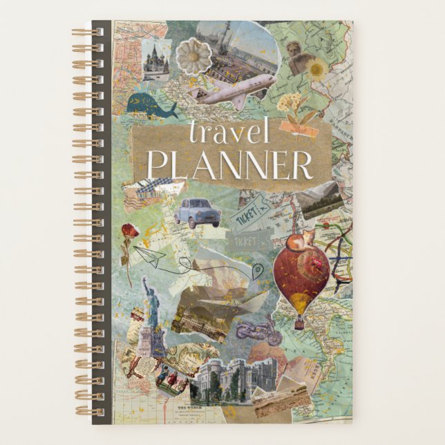 Agenda Vintage Collage Viagem Planner (Frente)