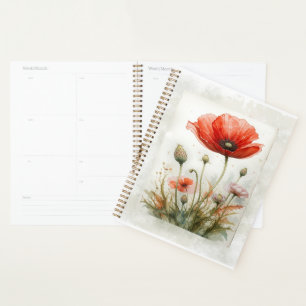 Agenda Vintage Cottagecore Country Art Red Poppy Flower
