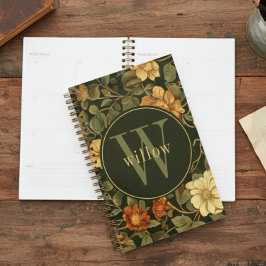 Agenda Vintage Dark William Morris Floral Monograma