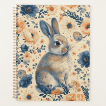 Vintage Delft Blue Rabbit Planner Páscoa