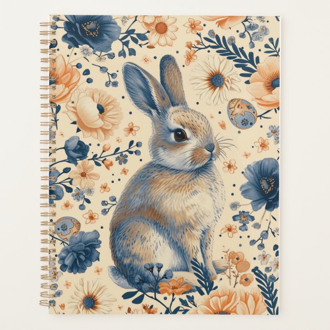 Agenda Vintage Delft Blue Rabbit Planner Páscoa (Frente)