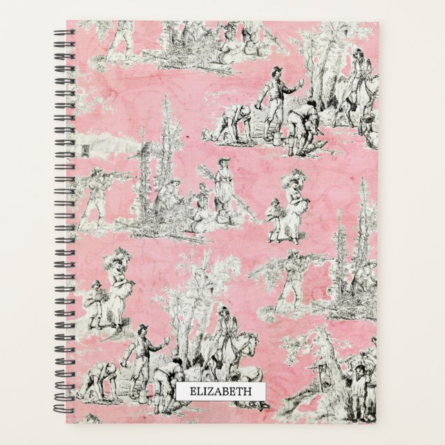 Agenda Vintage English Garden Pink & Black Toile Planner (Frente)