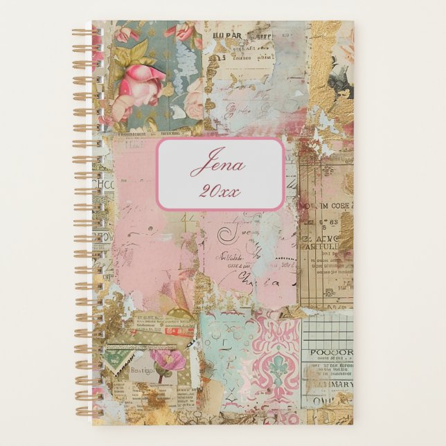 Agenda Vintage Ephemera: Sonhos Rosa (Frente)