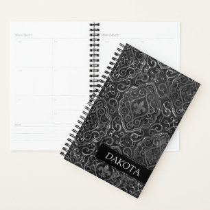 Agenda Vintage Fleur de Lis Personalização de Damasco