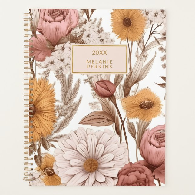 Agenda Vintage Floral Blush Cream Boho Selvagens (Frente)